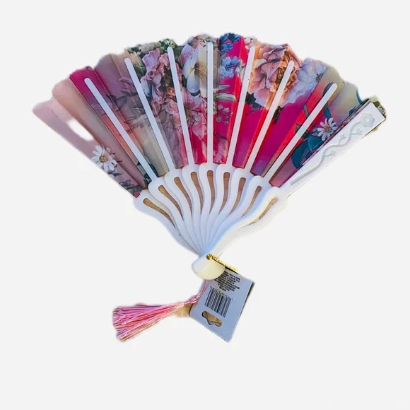 . Brightly-Colored Foldable Fan with Sequins Accents - - Picture 2 of 3
